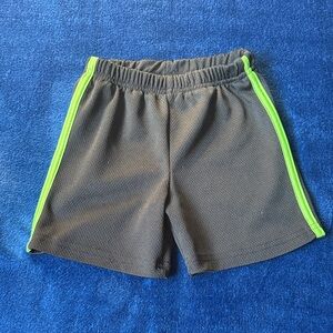 Source Unknown Boys Gray Athletic Shorts with Neon Green Trim